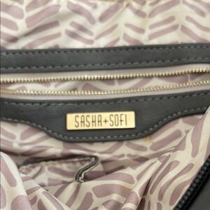 Sasha + Sofi Black Tote with Patterned Lilac Interior